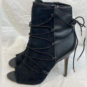 Sam Elderman Elegant Black Lace-Up Ankle Boots sz 9